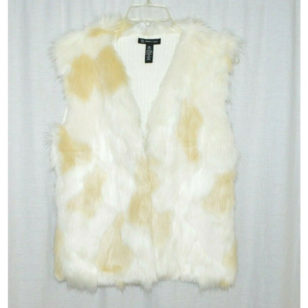 INC INTERNATIONAL CONCEPTS Ivory Patchwork Faux Fu